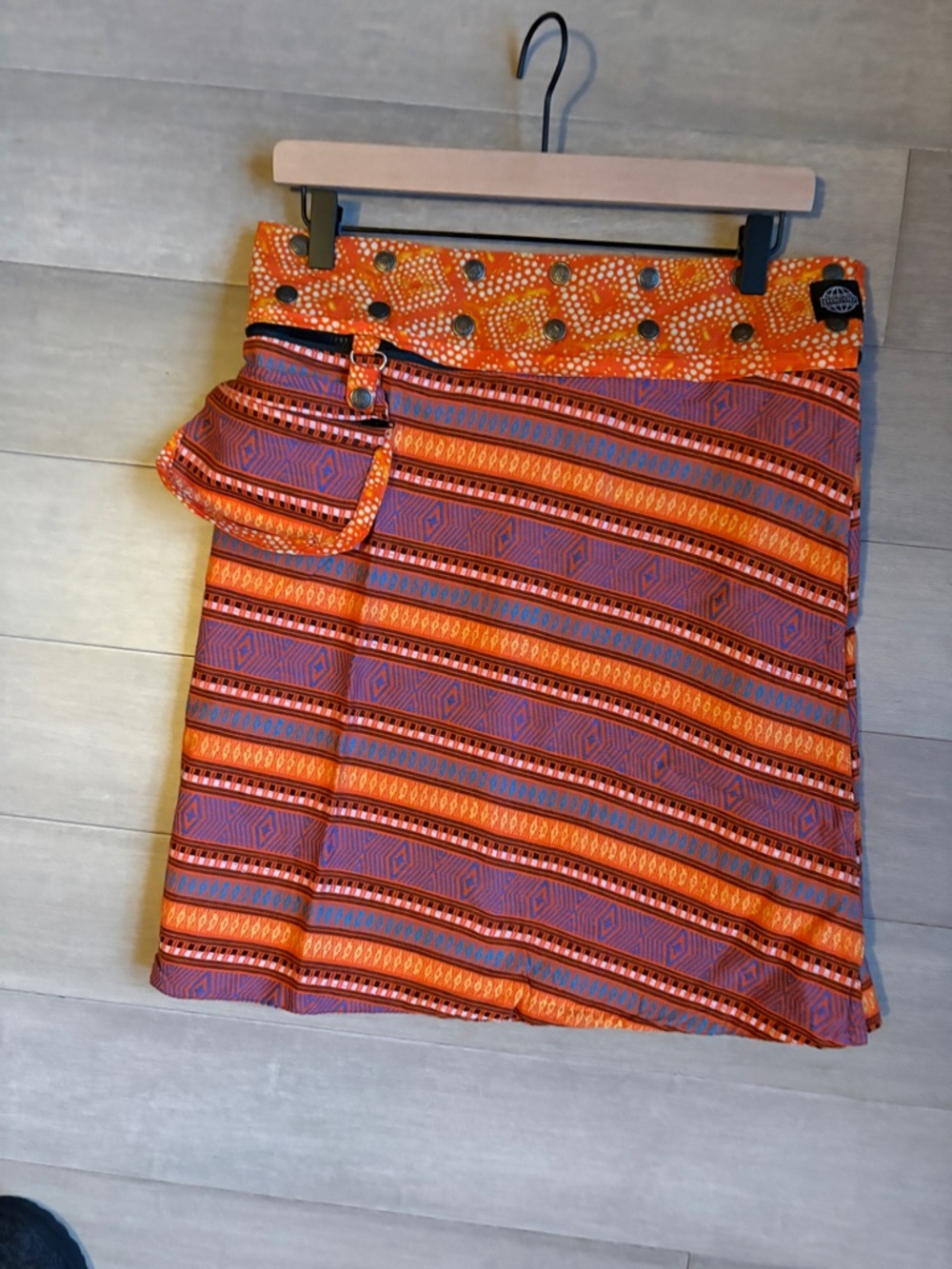 PACAP Vibrant Orange Patterned Reversible Women’s Skirt